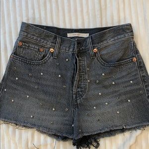 Black & rhinestone Levi Shorts